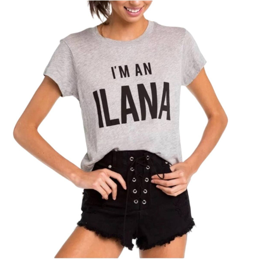 Wildfox Women's I’M AN ILANA Grey Basic Tee Shirt Medium NWT v6x